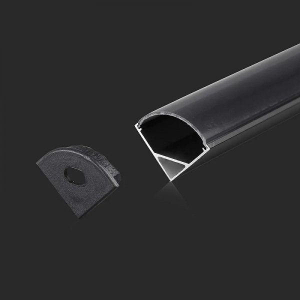 Profil do LED zestaw, ALU kątowy czarny V-TAC 2mb klosz czarny 15,8x15,8mm VT-8109