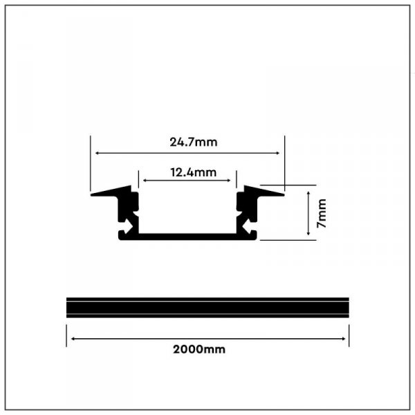 Profil Aluminiowy V-TAC 2mb Anodowany, Klosz Mleczny, Wpuszczany VT-8106