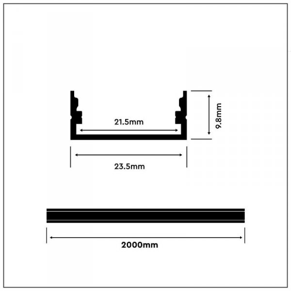 Profil do LED zestaw, ALU anodowany na dwie taśmy 215mm V-TAC 2mb klosz mleczny 23,5x10mm VT-8108