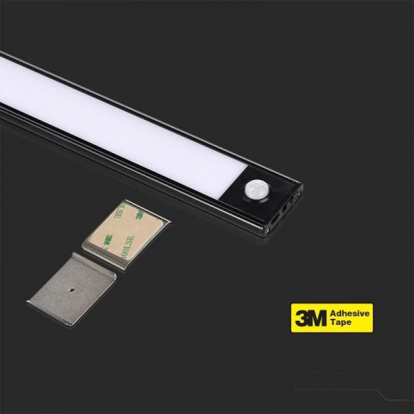 Oprawa podszafkowa V-TAC 2W LED czarna czujnik ruchu ładowanie USB 40cm VT-8142 3000K 160lm