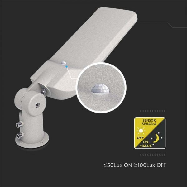 Oprawa Uliczna LED V-TAC SAMSUNG CHIP z regulacją i czujnikiem światła 50W 120Lm/W 6500K 5000lm 5 Lat Gwarancji
