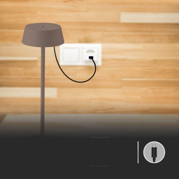 Lampka Biurkowa Nocna V-TAC 2W LED Ładowanie Ściemnianie IP54 Brąz Corten VT-7562-C 3000K 200lm