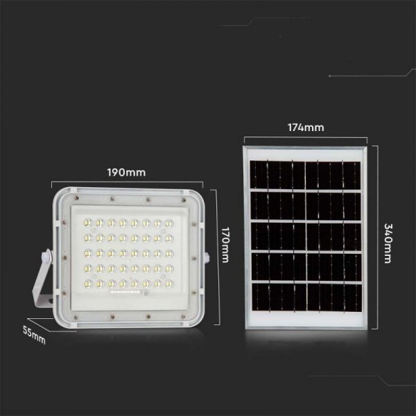 Projektor LED Solarny V-TAC 10W Pilot, AUTO, Timer, IP65 Biały VT-80W-W 4000K 800lm