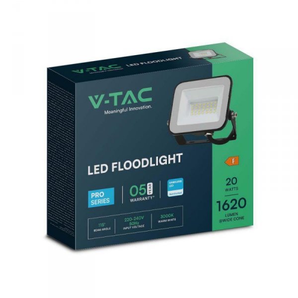 Projektor LED V-TAC 20W SAMSUNG CHIP PRO-S Czarny VT-44020 4000K 1620lm 5 Lat Gwarancji