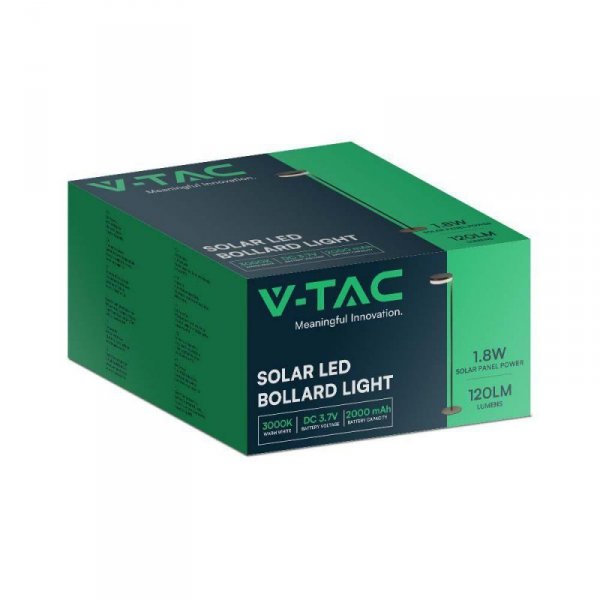 Słupek Ogrodowy Solarny V-TAC 80cm 2.5W LED IP54 VT-1137 3000K 120lm 3 Lata Gwarancji