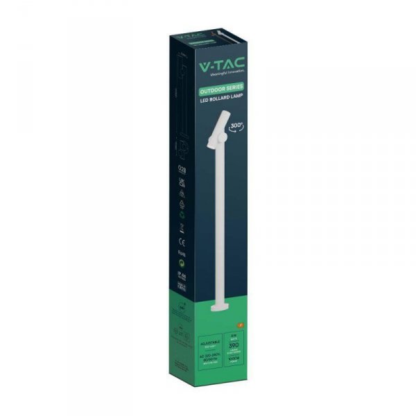 Słupek Ogrodowy V-TAC 4W LED 100CM Biały IP44 VT-1187 3000K 390lm