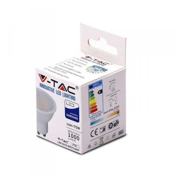 Żarówka LED V-TAC SAMSUNG CHIP GU10 10W 100st VT-271 6400K 1000lm 5 Lat Gwarancji