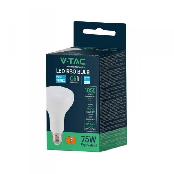 Żarówka LED V-TAC SAMSUNG CHIP 11W E27 R80 VT-280 6500K 1055lm 5 Lat Gwarancji