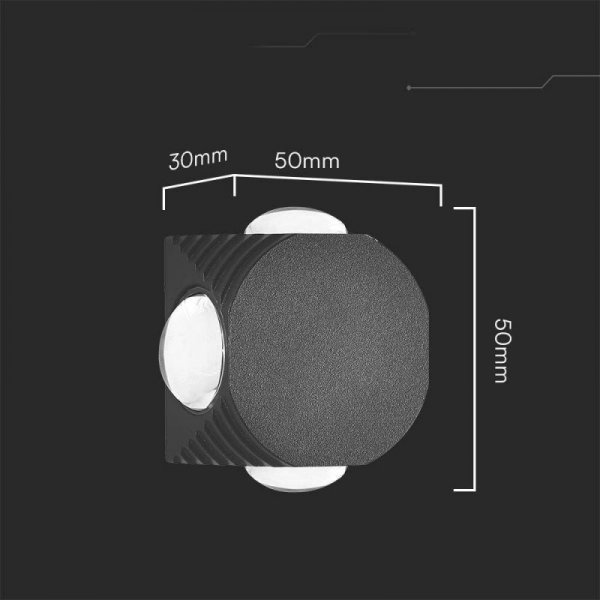 Oprawa Ścienna Góra Dół V-TAC 4W LED IP54 Czarna VT-2544 3000K 390lm