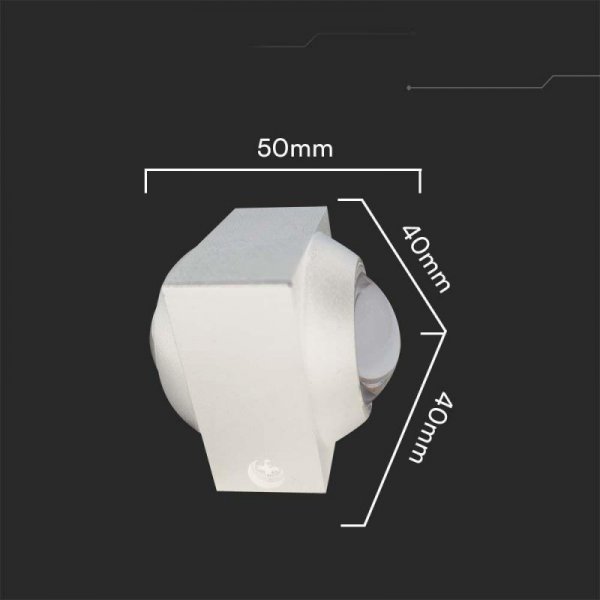 Oprawa Ścienna Góra Dół V-TAC 2W LED IP54 Biała VT-2503 4000K 200lm