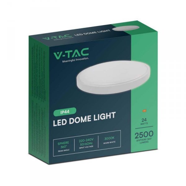 Oprawa sufitowa plafoniera V-TAC 24W LED okrągły 29cm natynkowy IP44 biały VT-8624 4000K 2500lm