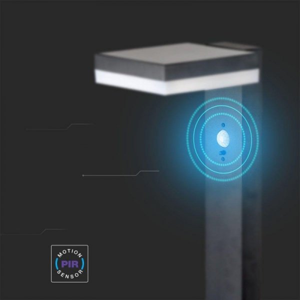 Słupek Ogrodowy Solarny V-TAC 80cm 5.5W LED IP54 Kwadrat Czarny VT-1167 3000K 220lm 3 Lata Gwarancji