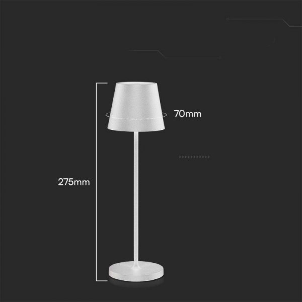 Lampka Biurkowa Nocna V-TAC 1,5W LED Ładowanie Ściemnianie IP54 Biała VT-7997 3000K 150lm