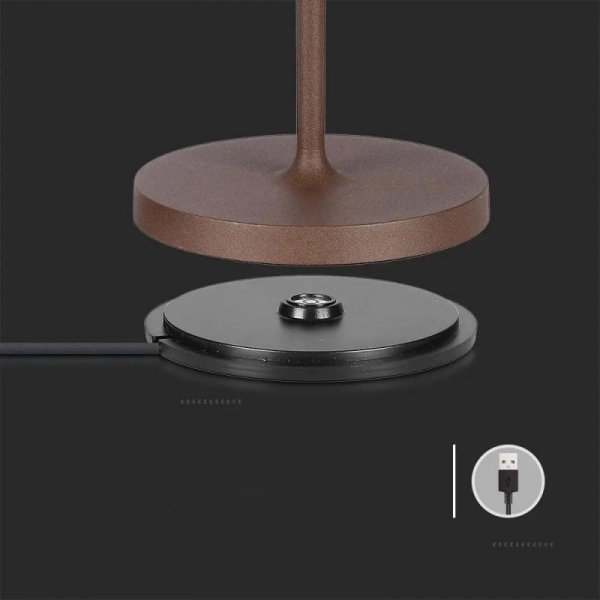 Lampka Biurkowa Nocna V-TAC 1,5W LED Ładowanie Ściemnianie IP54 Brąz, Corten VT-7997 3000K 150lm