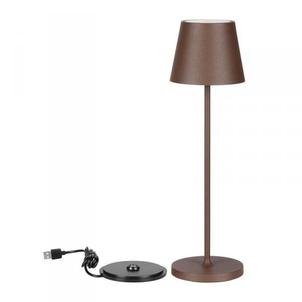 Lampka Biurkowa Nocna V-TAC 1,5W LED Ładowanie Ściemnianie IP54 Brąz, Corten VT-7997 3000K 150lm