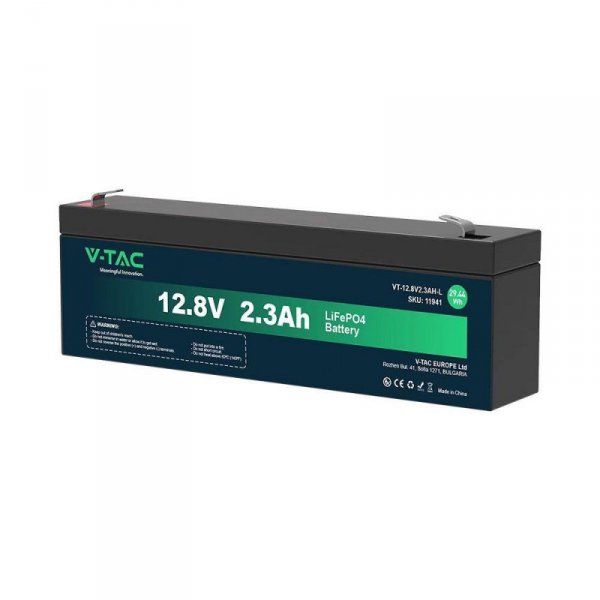 Akumulator LiFePO4 Litowo-Żelazowo-Fosforanowy V-TAC 12.8V 2.3AH L178xW35xH60 VT-12.8V 2.3AH-L