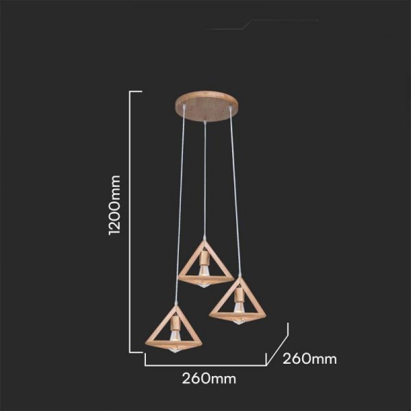 Oprawa zwieszana V-TAC 3xE24 drewno VT-7977