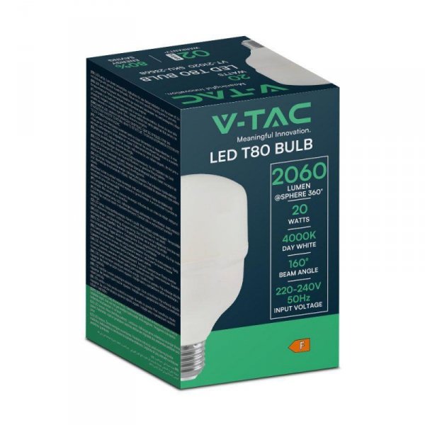 Żarówka LED V-TAC 20W T80 E27 80x133mm VT-21020 4000K 2060lm