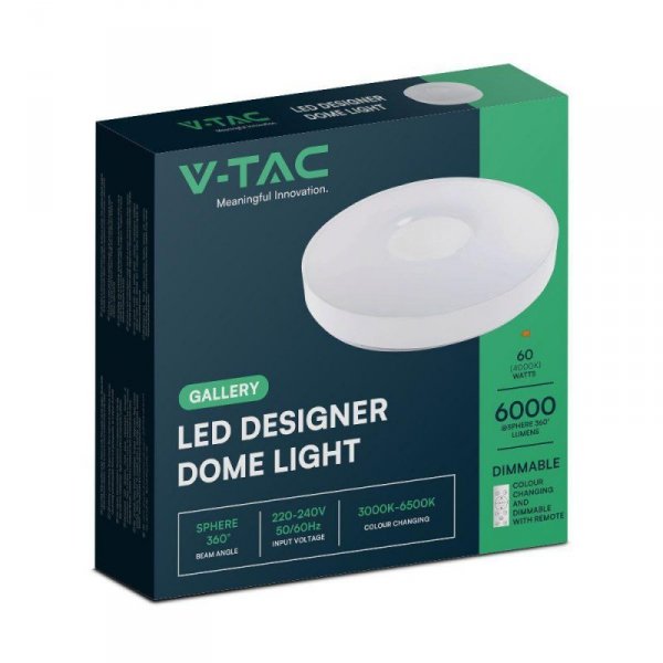 Plafon V-TAC 40W/60W VICTORY fi.49cm CCT Pilot TIMER VT-8566 3000K-6500K 6000lm
