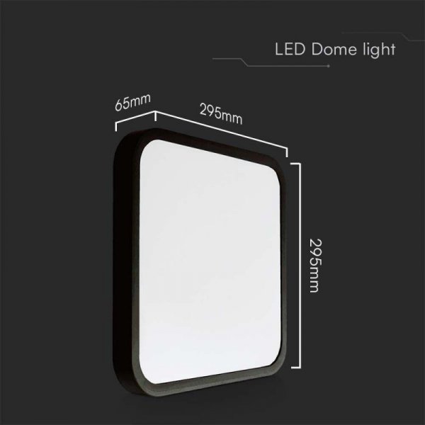 Plafon V-TAC 24W LED SAMSUNG CHIP Kwadrat 30x30cm Natynkowy IP44 Czarny VT-8624B 4000K 2500lm 5 Lat Gwarancji