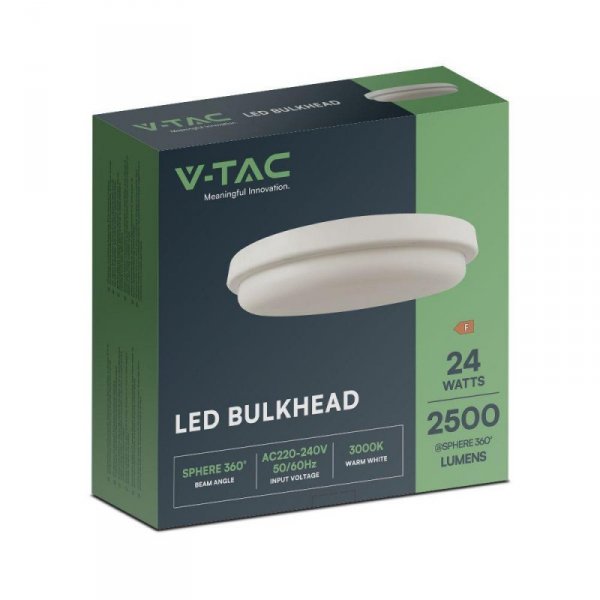 Plafon V-TAC 24W LED Okrągły 240x38mm IP54 VT-80024 3000K 2500lm