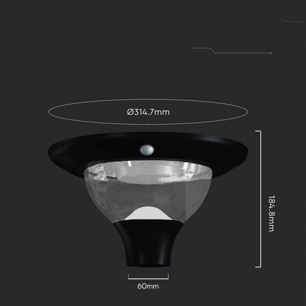 Oprawa ogrodowa V-TAC solarna 15W czujnik ruchu timer pilot CCT IP65 VT-12014CCT 3000K-4000K-6000K 2200lm 3 Lata gwarancji