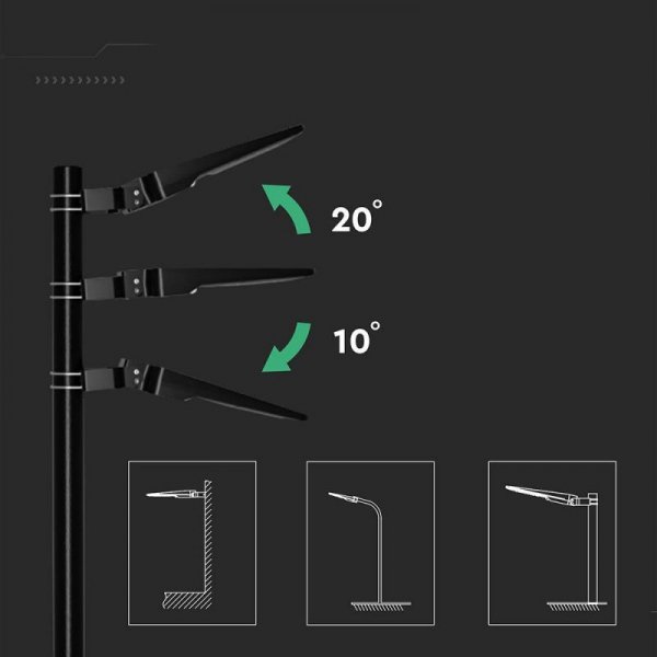 Naświetlacz oprawa uliczna solarna V-TAC 20W LED czarna IP65 150Lm/W VT-ST20CCT 3000K-4000K-6000K 3000lm 3 lata gwarancji