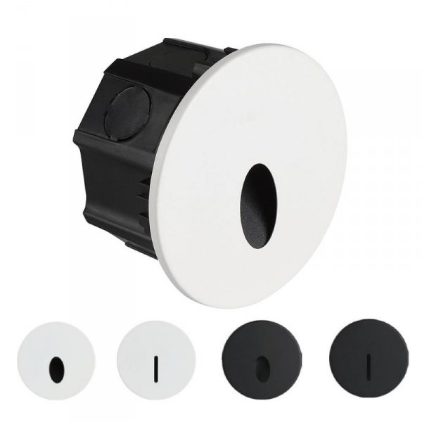 Oprawa schodowa wymienne fronty 3W LED V-TAC biała / czarna okrągła 230V IP65 3w1 CCT VT-10184 3000K-4200K-6400K 170lm 3 lata gw