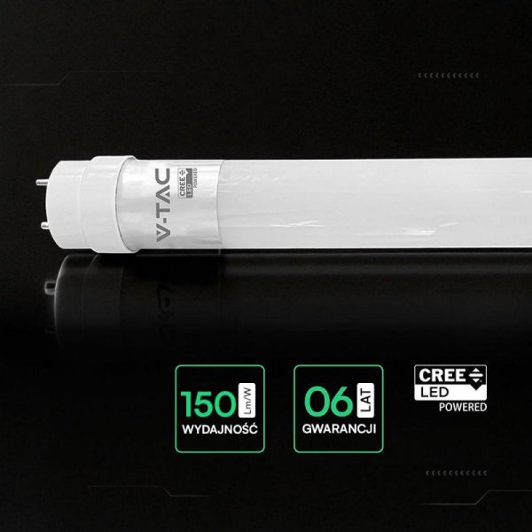 Tuba świetlówka LED T8 V-TAC CREE CHIP 60cm 7W G13 150Lm/W nano plastic VT-007 6500K 1050lm 6 lat gwarancji