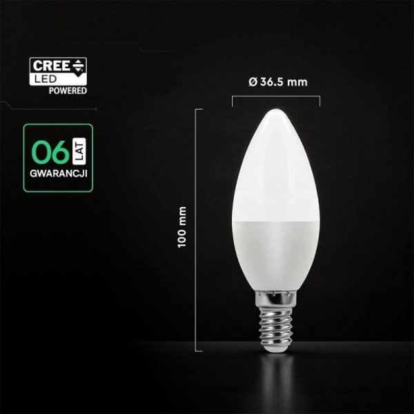 Żarówka LED V-TAC CREE CHIP 6,5W E14 świeczka VT-268 4000K 600lm 6 lat gwarancji