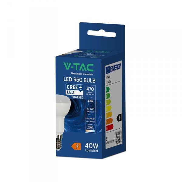 Żarówka LED V-TAC CREE CHIP 4,8W E14 R50 VT-250 6500K 470lm 6 lat gwarancji