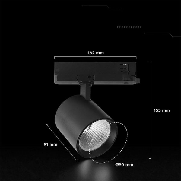 Oprawa szynoprzewód 3F V-TAC 30W LED CREE CHIP 36st czarna VT-11130 3000K 2845lm 6 lat gwarancji