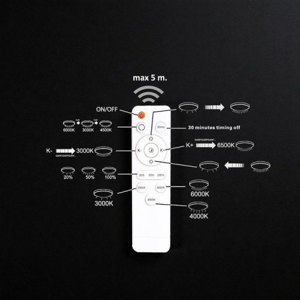 Oprawa sufitowa V-TAC 100W LED 51cm ściemnialna biała pilot CCT VT-84050 3000K-6500K 8000lm