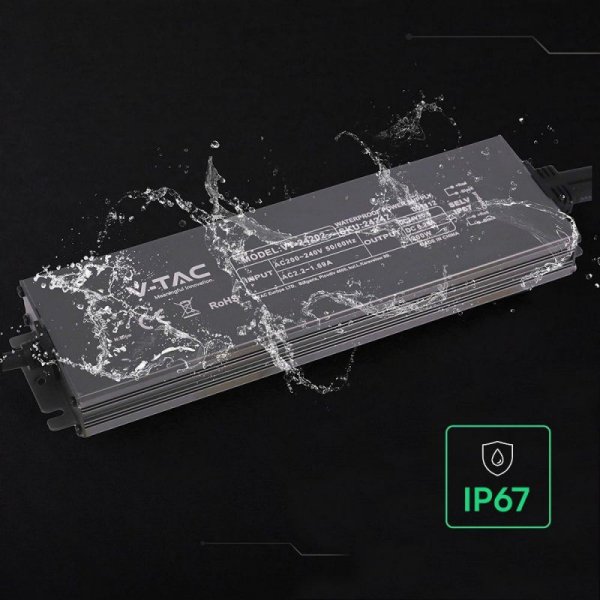 Zasilacz do LED hermetyczny SLIM V-TAC 200W 24V 8.25A IP67 filtr EMI VT-24202