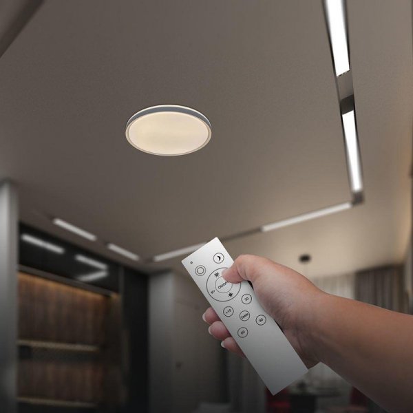 Oprawa sufitowa plafoniera V-TAC 30/60W/30W LED 48cm 3w1 ściemnialna szara pilot CCT VT-85031 3000K - 6500K 6000lm