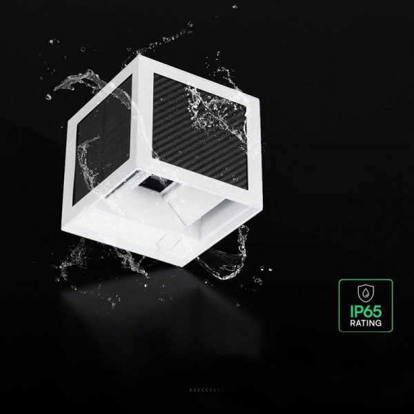 Oprawa ścienna solarna/USB V-TAC 9W LED COB biała kostka 10x10cm IP65 czujnik ruchu VT-408CCT 3000K-4000K-6000K 900lm