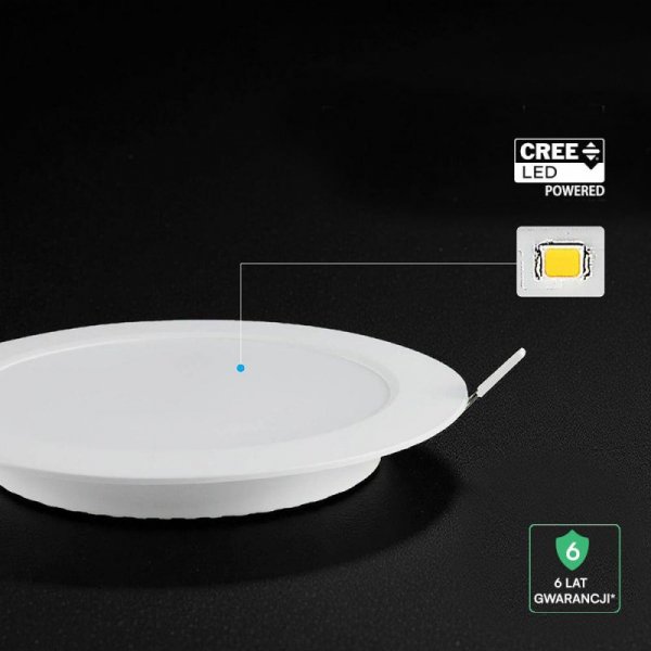 Panel wpuszczany downlight V-TAC 18W LED CREE CHIP okrągły 220x28mm VT-61018CCT 3000K-4000K-6500K 1980lm 6 lat gwarancji
