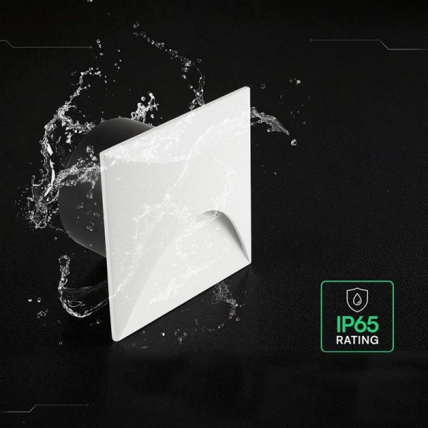 Oprawa schodowa aluminiowa 3W LED V-TAC kwadratowa biała 230V IP65 VT-44002SQ 3000K 230lm