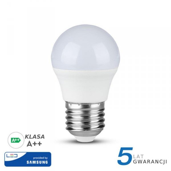 Żarówka LED V-TAC SAMSUNG CHIP 4.5W E27 A++ Kulka G45 VT-245 4000K 470lm 5 Lat Gwarancji