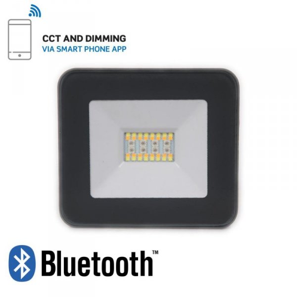 Projektor LED V-TAC 20W Bluetooth CZARNY Ściemnialny RGB/CW/W/DW IP65 VT-5020 RGB+2700K-6400K 1400lm 2 Lata Gwarancji