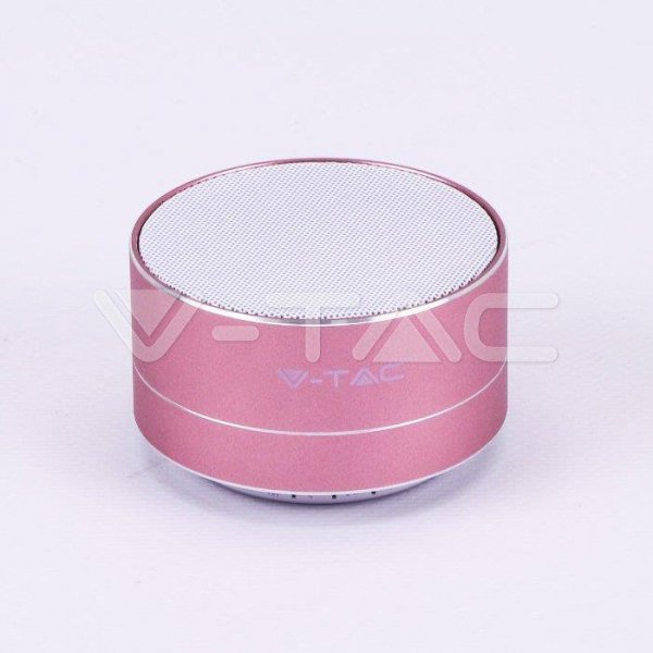 Przenośny Metalowy Głośnik Bluetooth Micro SD Mikrofon 400mAh Różowy V-TAC VT-6133