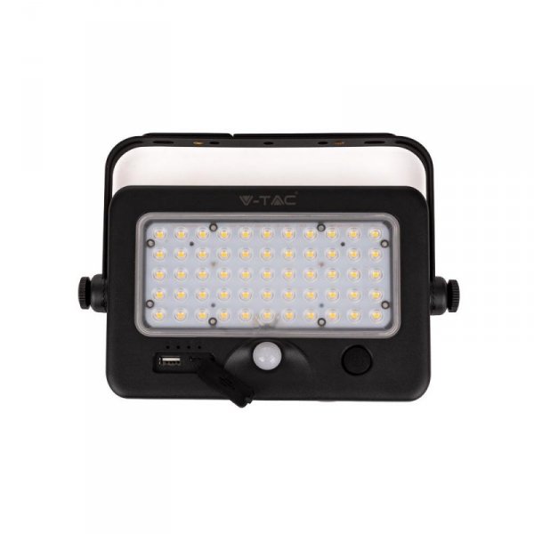 Projektor LED Solarny V-TAC 10W USB Czarny IP65 VT-788-10 4000K 1100lm