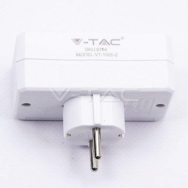 Rozgałęźnik 3x (2+1) 2x Euro 10A 1 x 10/16A 250V V-TAC Biały VT-1005