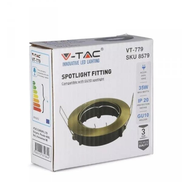 Oczko V-TAC GU10 Okrągłe Ruchome Złoty VT-779-G 3 Lata Gwarancji