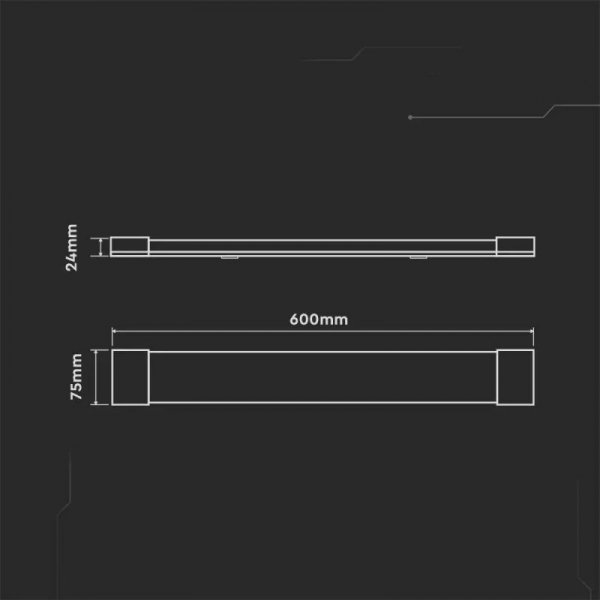 Oprawa V-TAC 20W LED liniowa natynkowa SAMSUNG CHIP 60cm 120Lm/W VT-8-20 6400K 2400lm 5 lat gwarancji