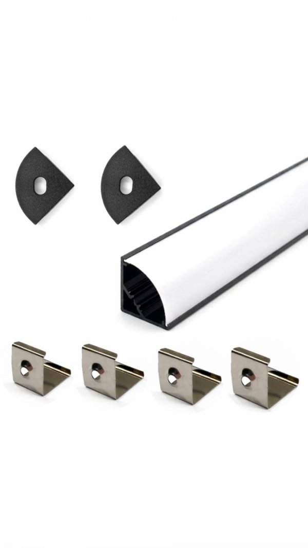   Profil LP-C czarny narożny 1m kpl. klosz zaślepki uchwyty 