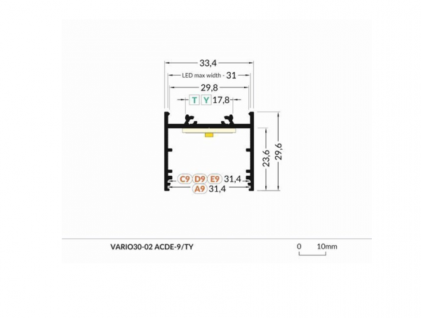 Profil aluminiowy LED VARIO30-02 2m.