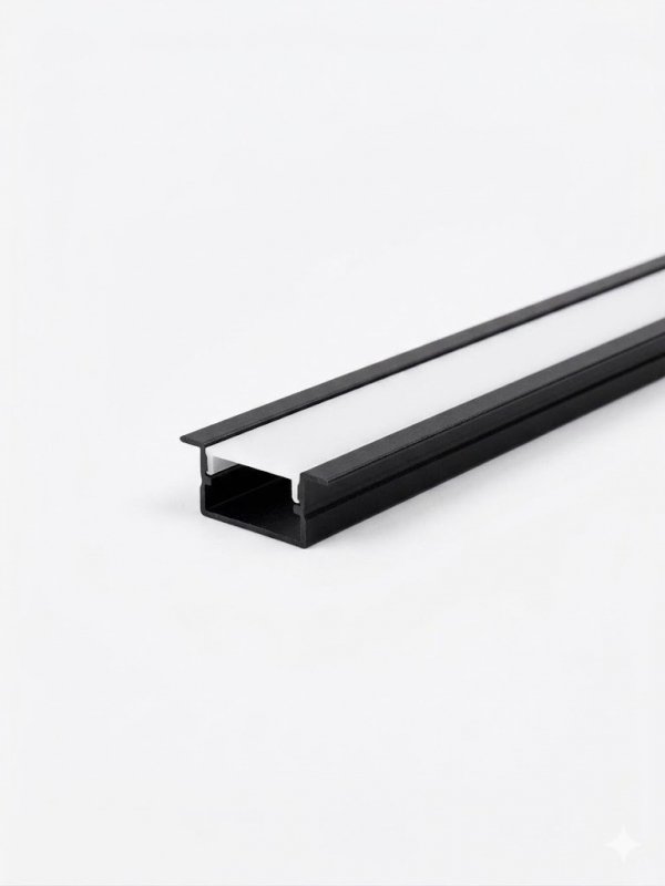  Profil LP-B wpuszczany czarny 1m kpl. klosz zaślepki uchwyty 