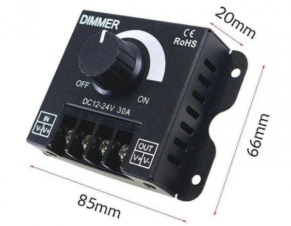 ŚCIEMNIACZ MANUALNY CZARNY 30A 360W POKRĘTŁO 