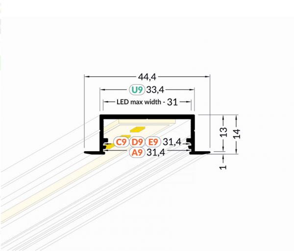 Profil aluminiowy LED VARIO30-06 1m.